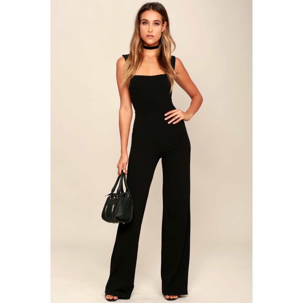 Lulus Black Enticing Endeavors Jumpsuit Size Large